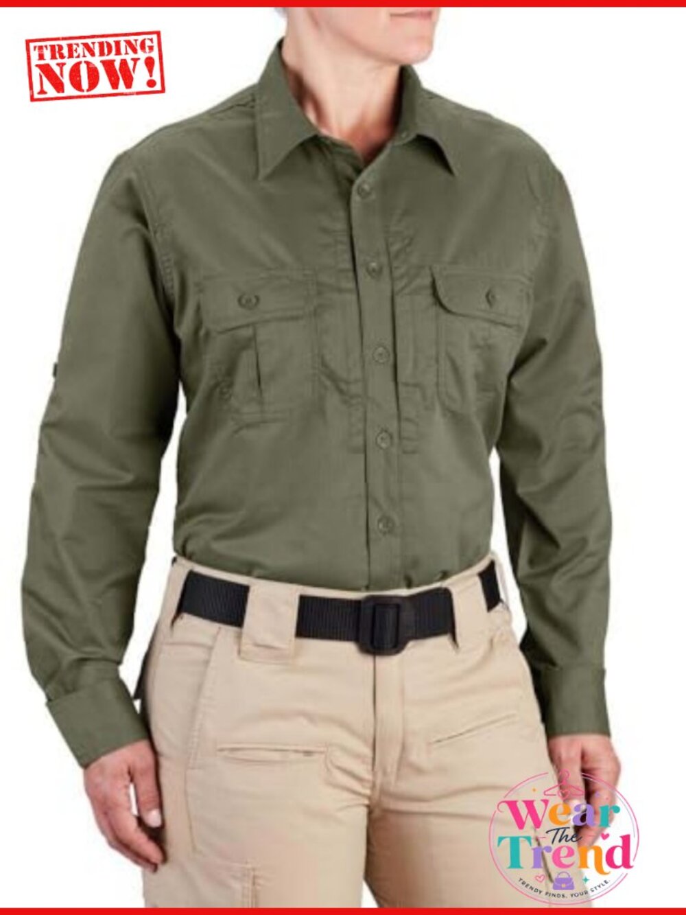 Women's Kinetic Long Sleeve Button Down Shirt Polyester Cotton Ripstop